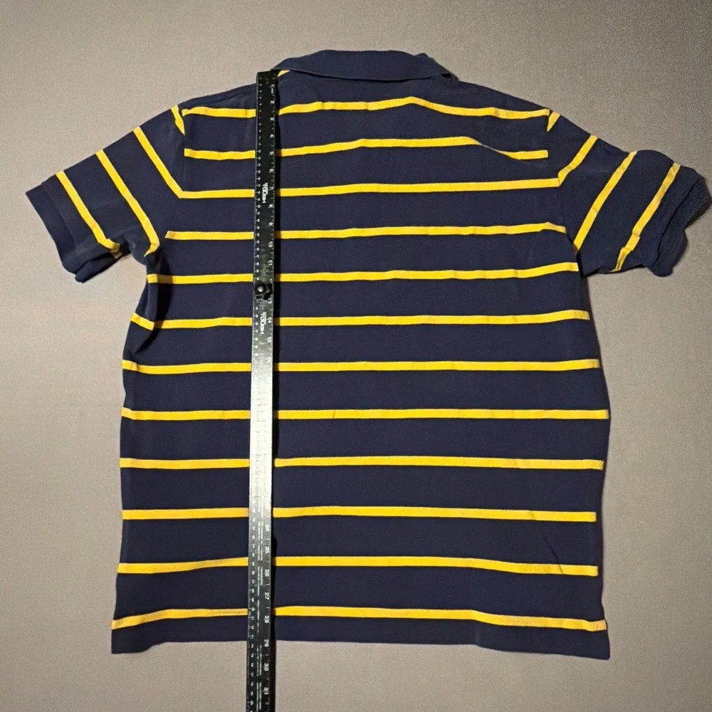 Vintage Polo Ralph Lauren Size XL Blue Stripe Yellow Polo Short Sleeve